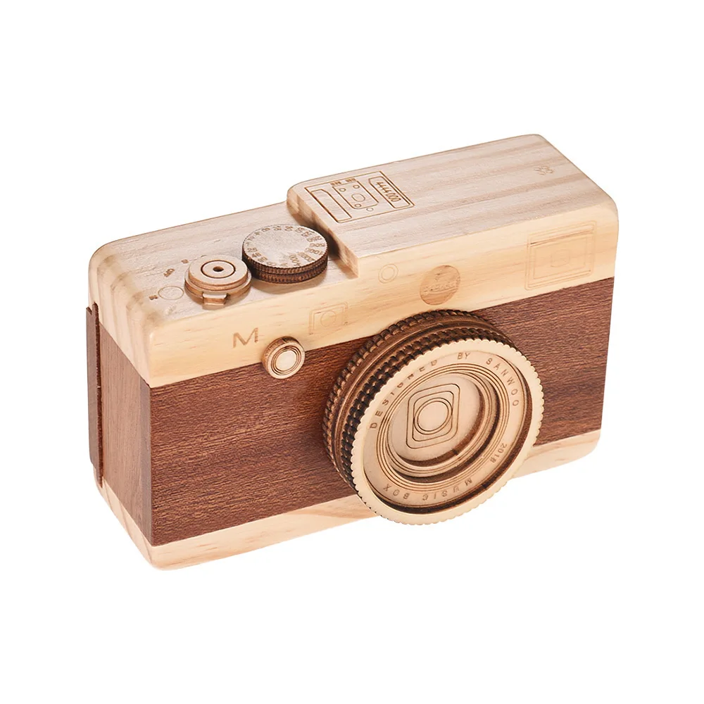 Wooden Music Box  Camera Design Classical Melody Birthday Christmas Festival Musical Gifts Home Office Decoration Crafts - Image 3