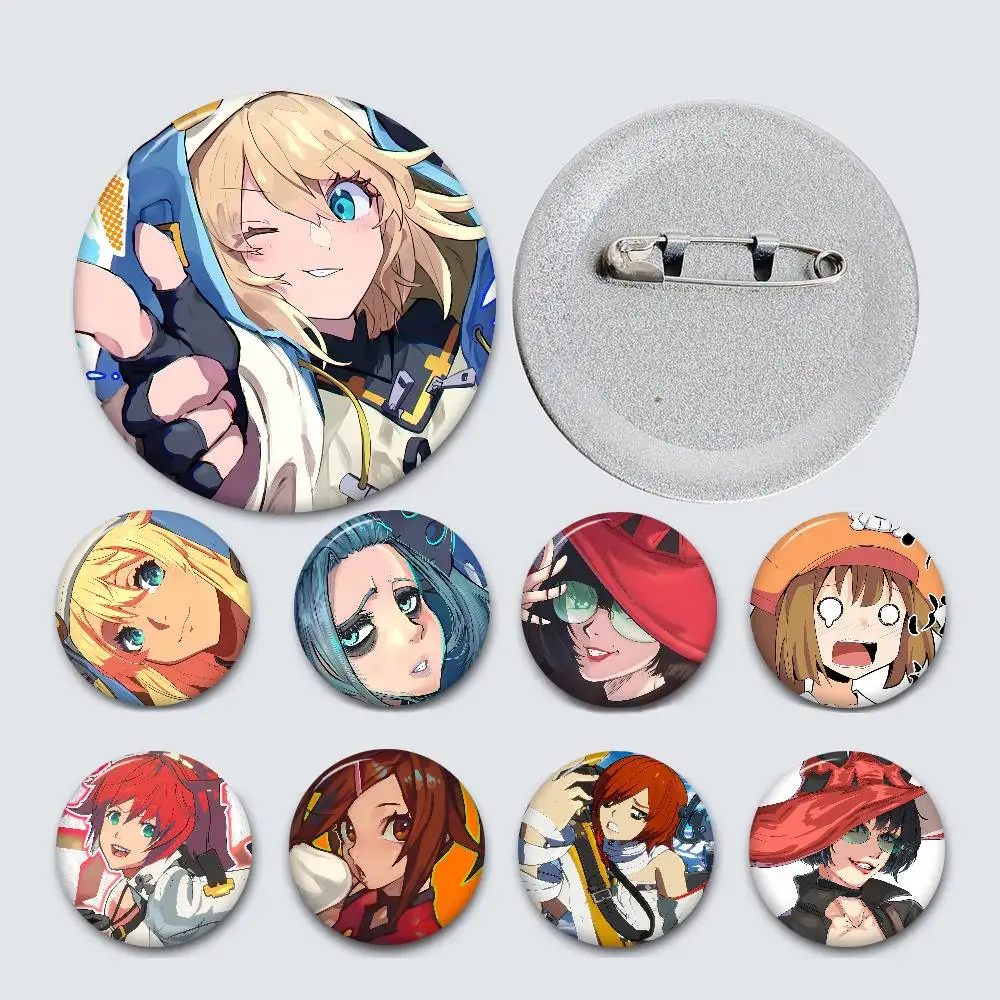 Guilty Gear Cartoon Brooches Anime Badge Round Handmade Brooch Lapel Pins Jewelry for Backpack Clothes Gifts