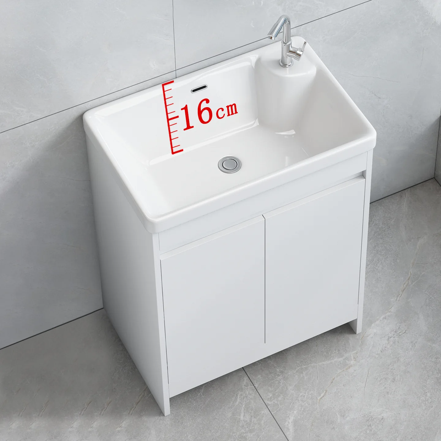 Honeycomb aluminum floor-standing bathroom cabinet combination, integrated ceramic washbasin, balcony deepened sink small size