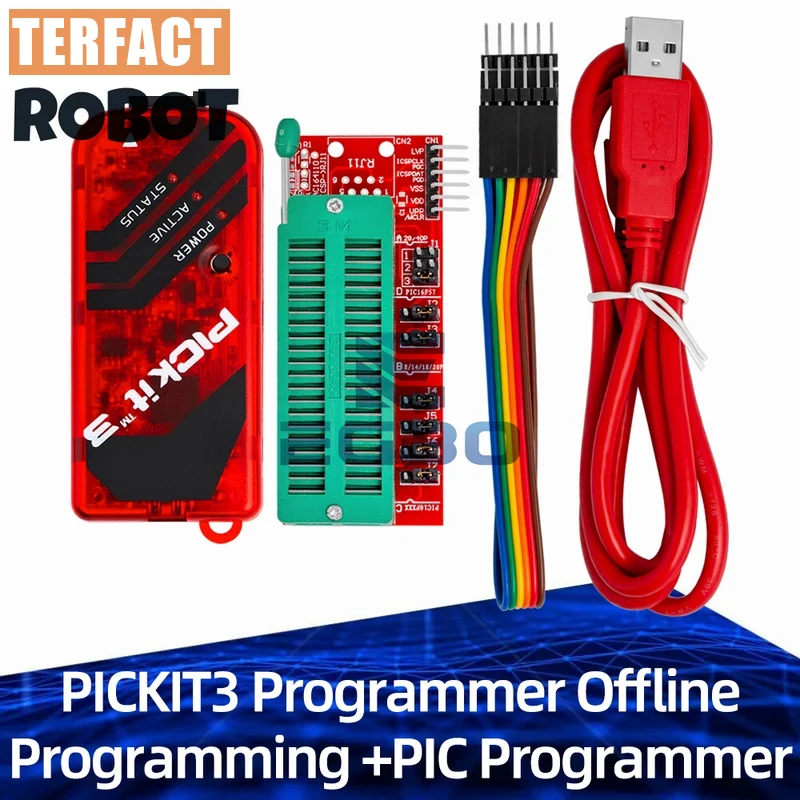 PICKIT3 PIC KIT3 PICKIT 3.5 Programmer Offline Programming PIC Microcontroller Chip +PIC Programmer adapter seat
