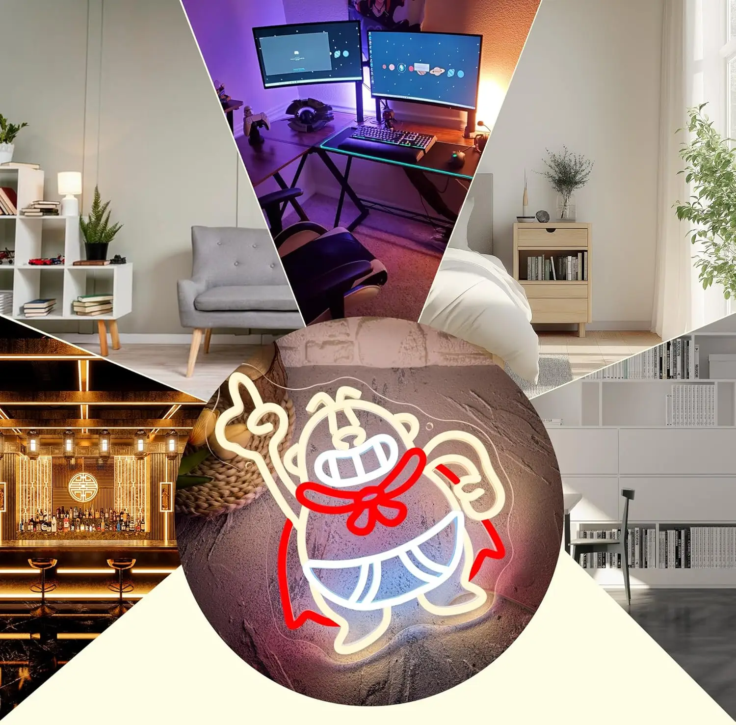 مضحك الكرتون ضوء النيون تسجيل USB عكس الضوء LED النيون تسجيل لغرفة النوم غرف معيشة نادي بار رجل كهف هدايا الحفلات جدار ديكور