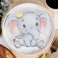 20Pcs/bag Cute Elephant Paper Napkins Disposable Tissues Towel for Kids Birthday Baby Shower Gender Reveal Party Decoration