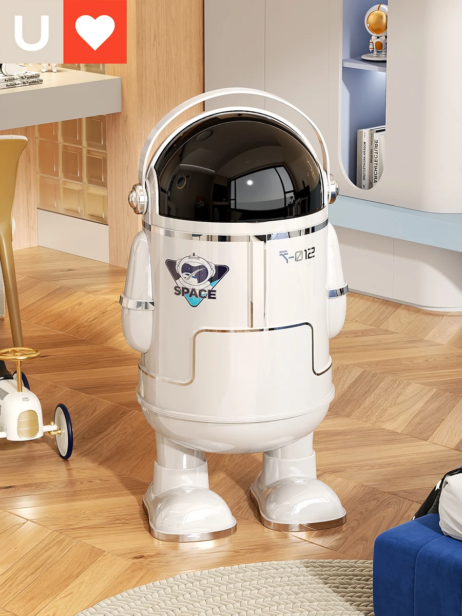 

Большая емкость для мусора с откидной крышкой в виде мультяшного космонавта для гостиной, детской комнаты, спальни, домашнего использования, инструмент для уборки