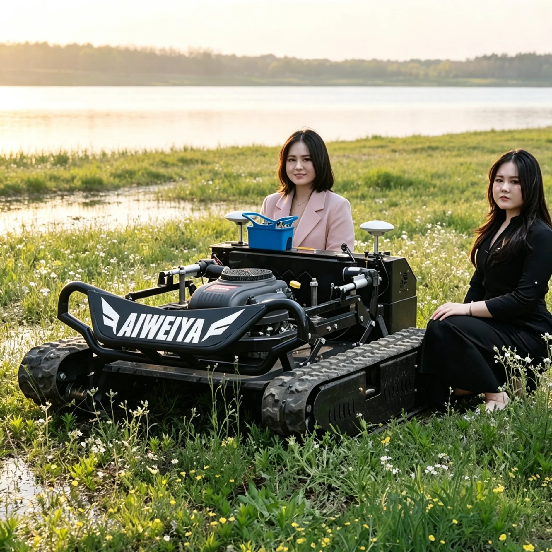 Customized for hillside orchard Black Knight tracked self‑propelled lawn mower 900mm optional cutting width adjustable mowing he
