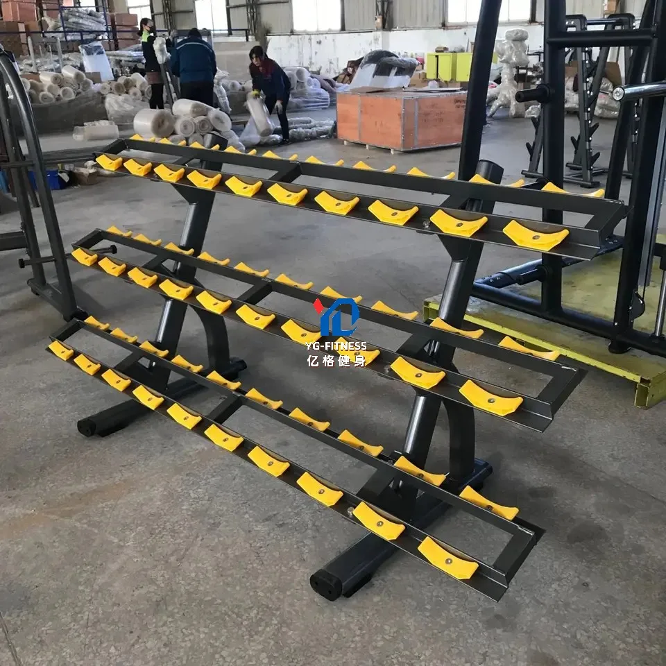 YG FITNESS YG-6046 3 Layers Dumbbell Rack Steel Frame Gym Dumbbell Organizer Fitness Holder Weight Rack Gym Equipment Storage