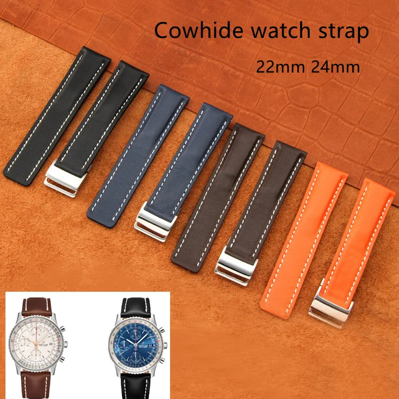 

Cowhide watch strap 22/24mm for Breitling CHRONOMAT AUTOMATIC GMT 40/TOP TIME B01/PREMIER B09 CHRONOGRAPH 40/ENDURANCE PROseries