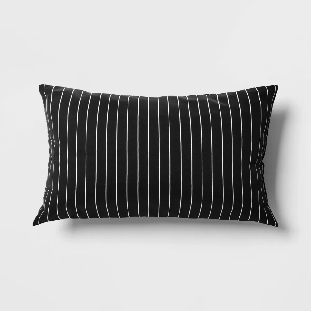 

10"x17" Pin Stripe Rectangular Outdoor Lumbar Pillow - Room Essentials™