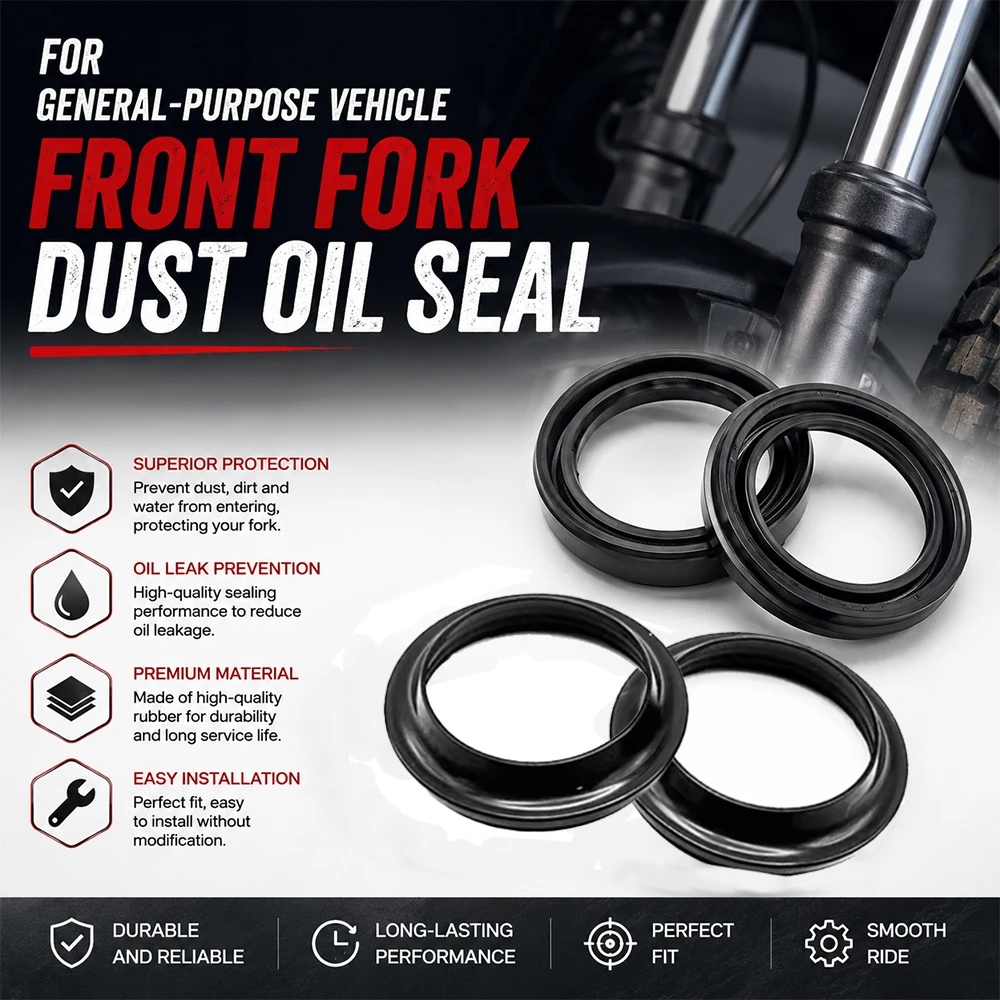 Universal Motorcycle Front Fork Dust Seal Oil Seal, Fork Cover Gasket, Suspension Seal Replacement for Most Motorcycles Durable