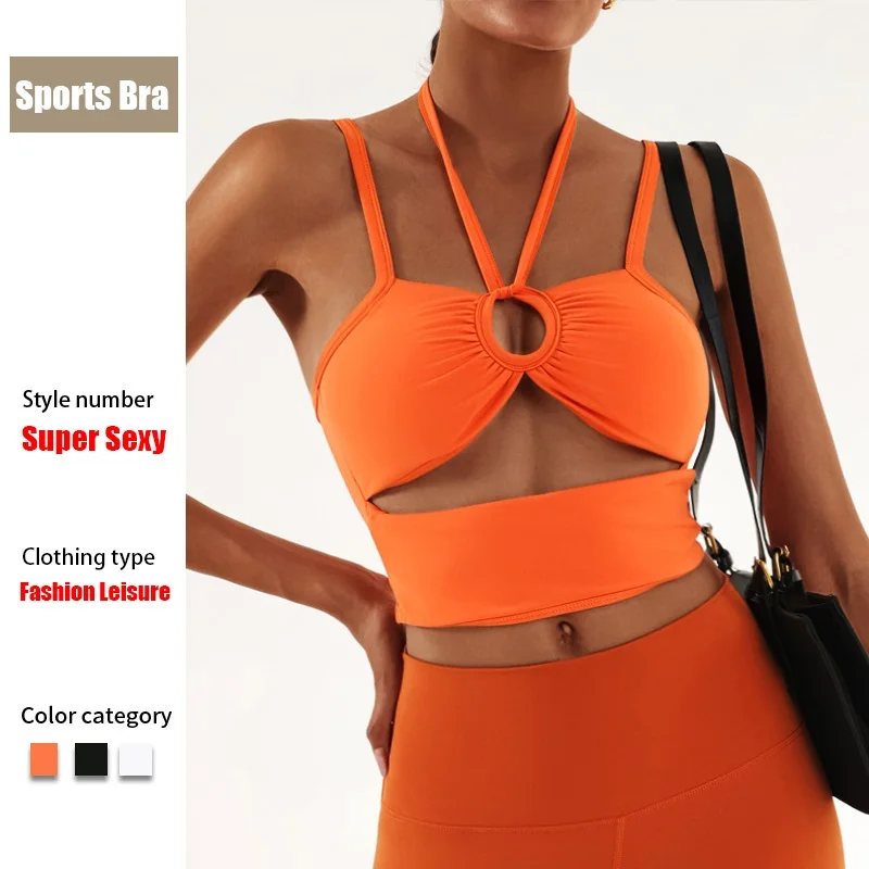 Cloud Rise Orange Sports Bra for Girls Gym Yoga Crop Top Women Workout Fitness Underwear Training Ve