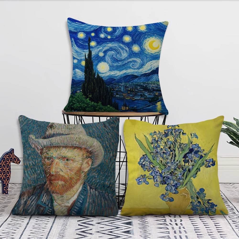 

Vincent Van Gogh Starry Pillow Cover Printing Decoration Room Home Sofa living Office Coffee Shop Car Nordic Simplicity Cover