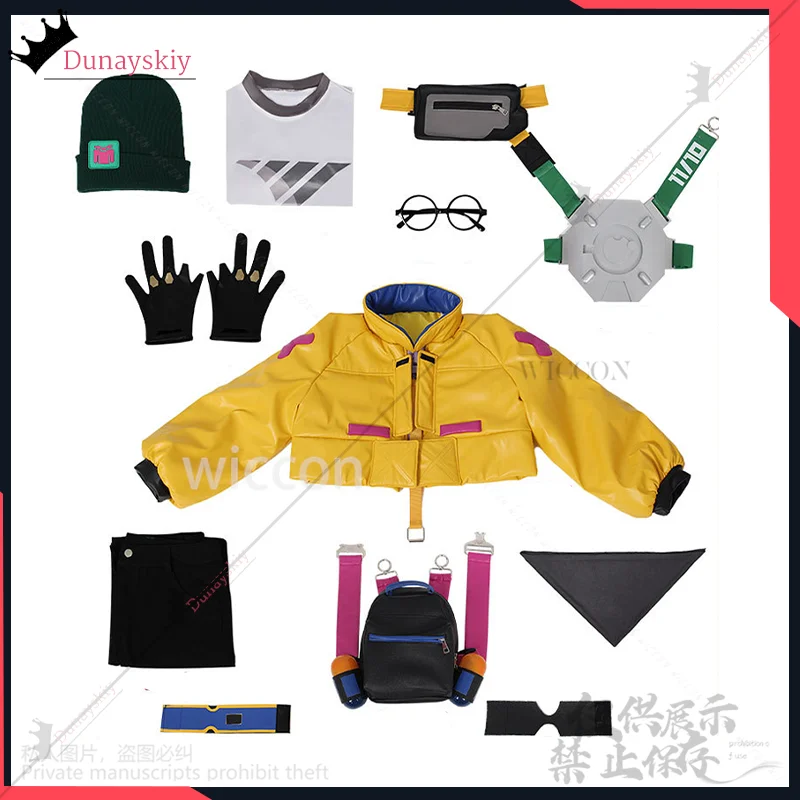 Killjoy تأثيري لعبة Valorant أنيمي زي Jirai Kei الأصفر الشرير Y2K معطف موحد حقيبة السراويل Kawaii لطيف الفتيات الباروكات مخصصة