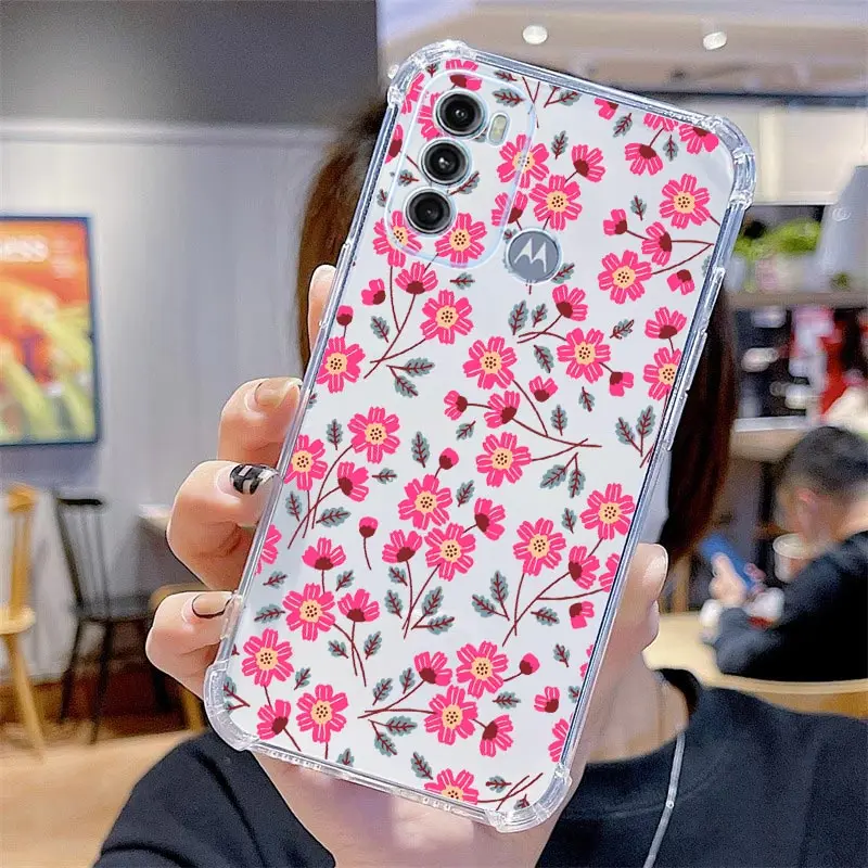 Flowering Season Transparent Phone Case For Motorola Moto G60 G82 G53 E20 E7 Power G10 G42 G40F G52 G30 G22 G20 G9 G8 Play Cover view 3