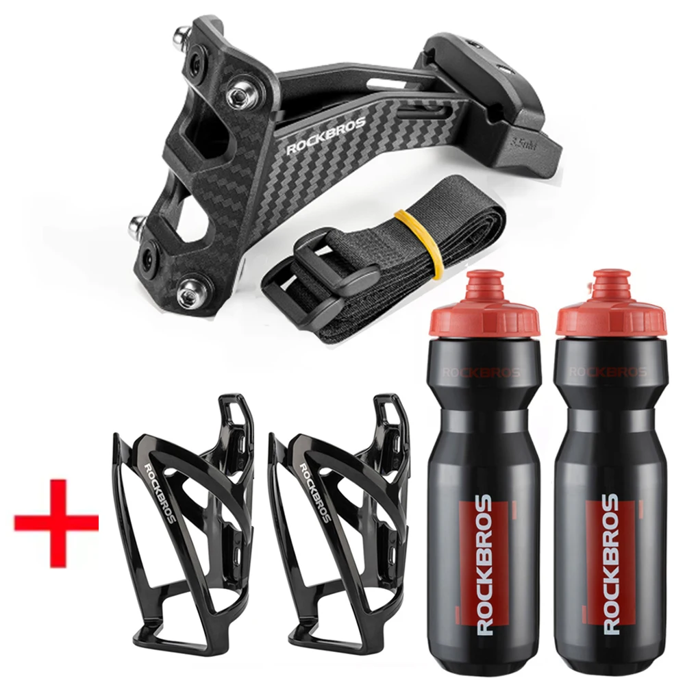 Image of ROCKBROS Fahrrad-Flaschenhalter aus Carbon-Imitat, Fahrrad-Adapter, Sattel-Doppelbecherhalterung, Sitzverlängerung