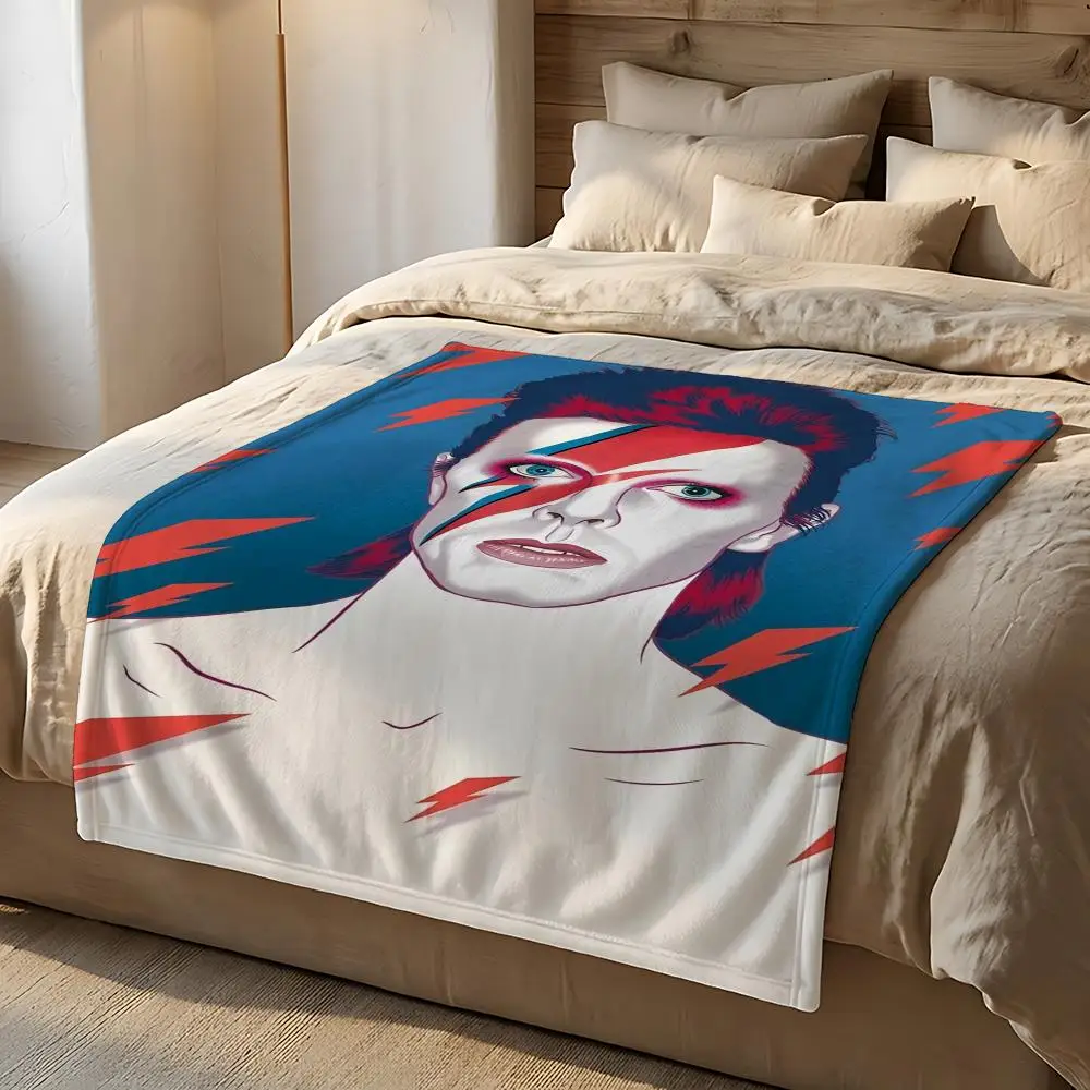 Singer David Bowie Throw Short Plush Throw Blanket Soft Skin-Friendly Multi-Scene Home Office