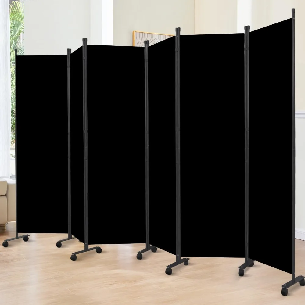 

Room Divider 6FT Room Partition, with Lockable Wheels, 6 Panel, Thicked Metal Base, Room Dividers, Freestanding Indoor Folding