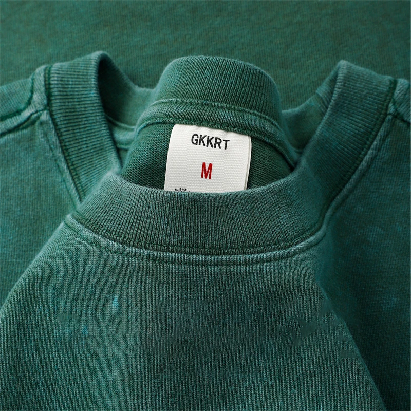 

Men's batik American vintage solid color wash short sleeve top pure cotton fabric luxury summer trend casual T-shirt