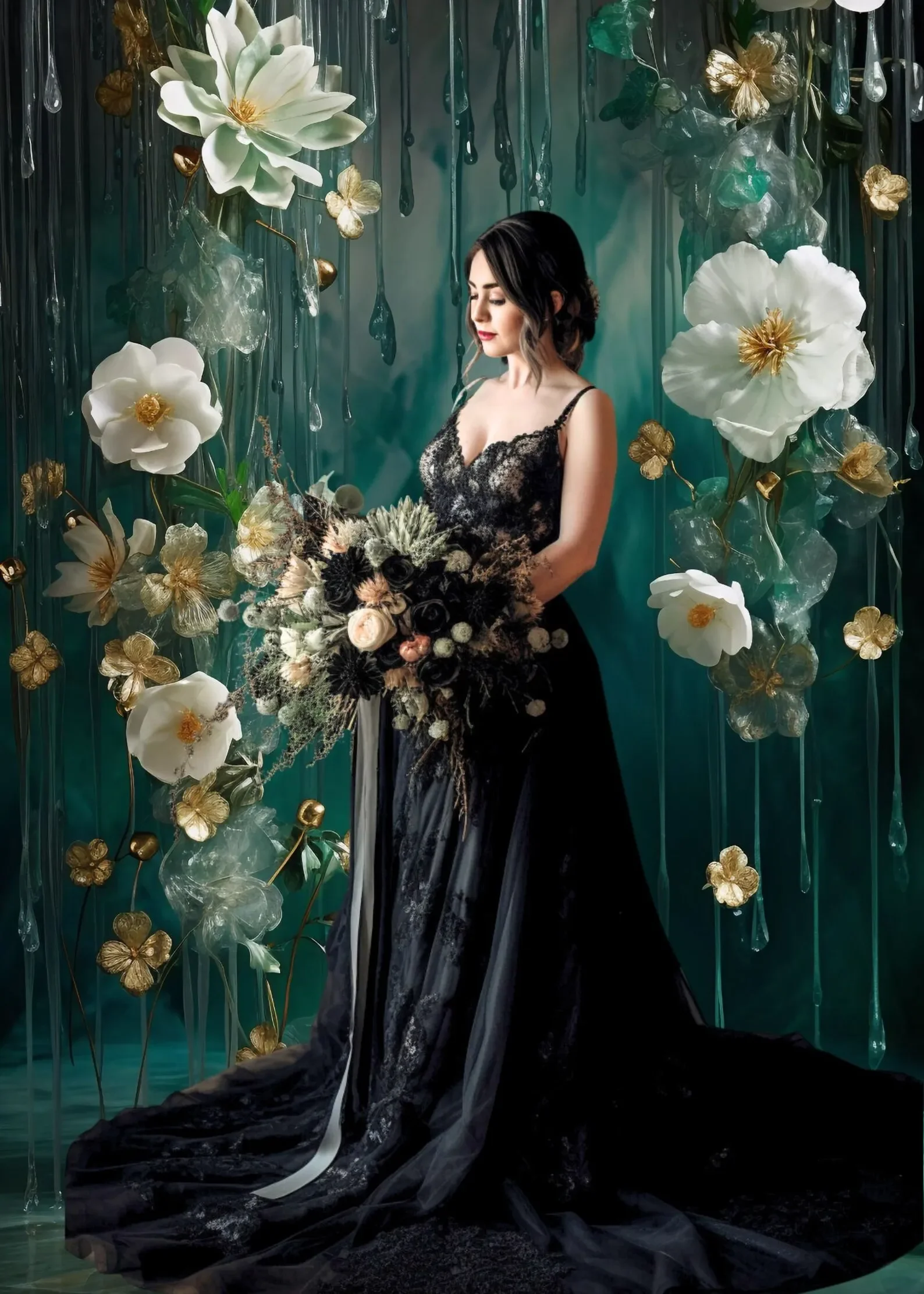 Mehofond Photography Background Emerald Floral Texture Wall Adult Birthday Wedding Maternity Portrait Decor Backdrop Photo Studi