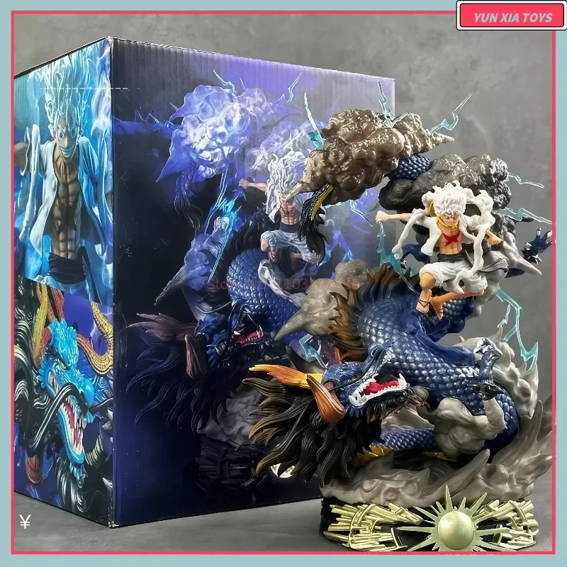 

22cm One Piece Action Figure - Luffy Vs Kaidou Gear 5 Statue Nika Collectible Gk Figurine Anime Model Doll Toy Gif