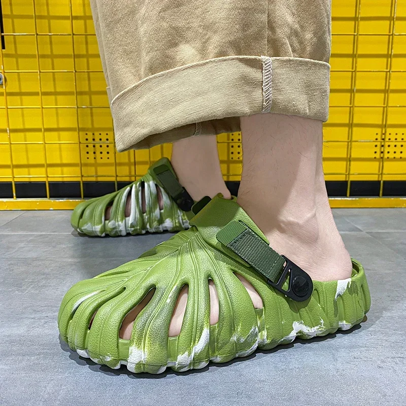 

Unisex Beach Sandals EVA Men Hollow Garden Shoes Tie-dyed Designer Hole Slippers Sneakers Water Shoes Slip on Foam Runner Male
