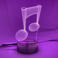 Acrylic 3d Illusion Baby Night Light Musical Note Hologram Nightlight Led Touch Sensor Colorful Usb Battery Powered Bedside Lamp