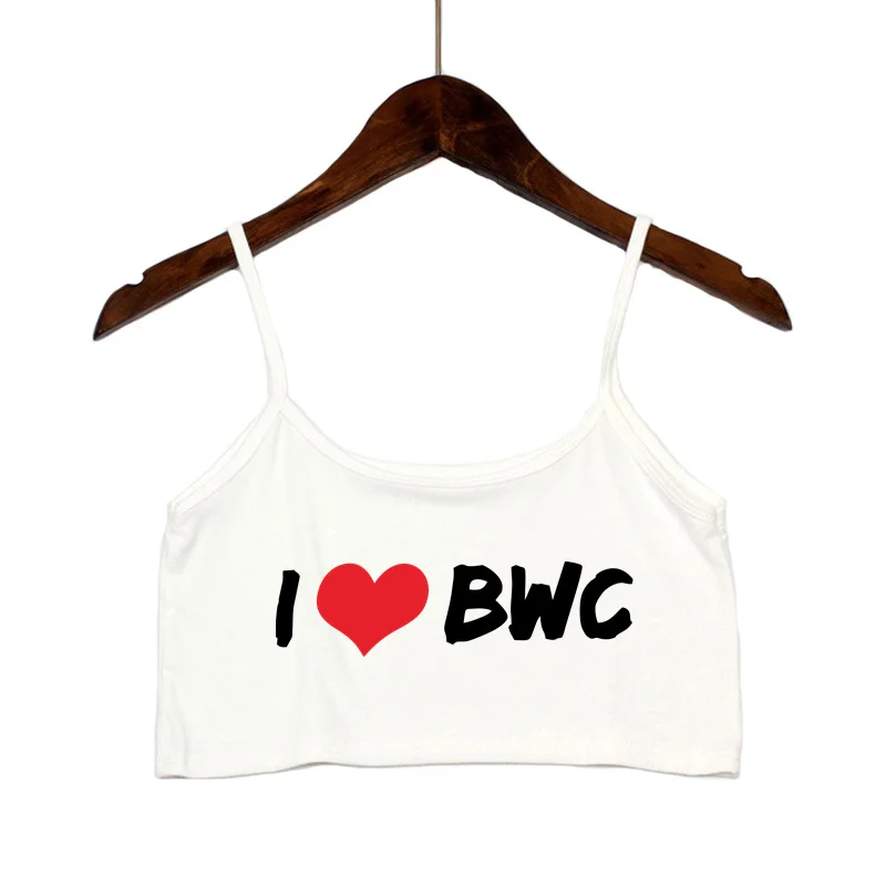 Sexy Tops for Women Hot Girls Clothes I Love BWC Black Crop Top Seamless Sleeveless Tank Tops Camis Backless Camisole White Top