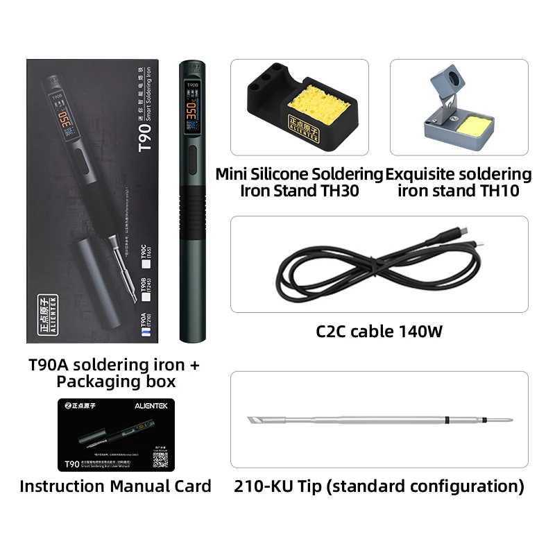 ALIENTEK T90 slimme soldeerbout PD 140W instelbare temperatuur DC 28V 80-450 ℃   Lassoldeerstation Kit C245 C210 T65 Gereedschap - afbeelding 1