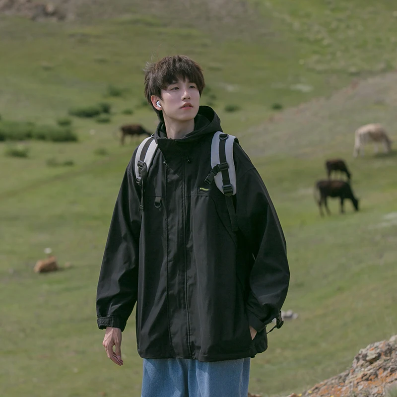 

Outdoor Mountain Series Men's Spring Autumn New Sle Retro y Jaet Youth Functional Windproof Long Sve Zipper Hooded