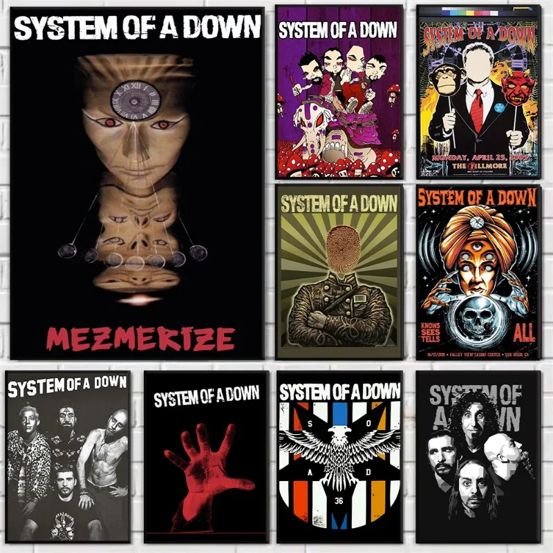 Vintage Heavy Metal Band System of A Down Poster Classic Music Album Cover Canvas Painting Wall Art Club Living Room Home Decor