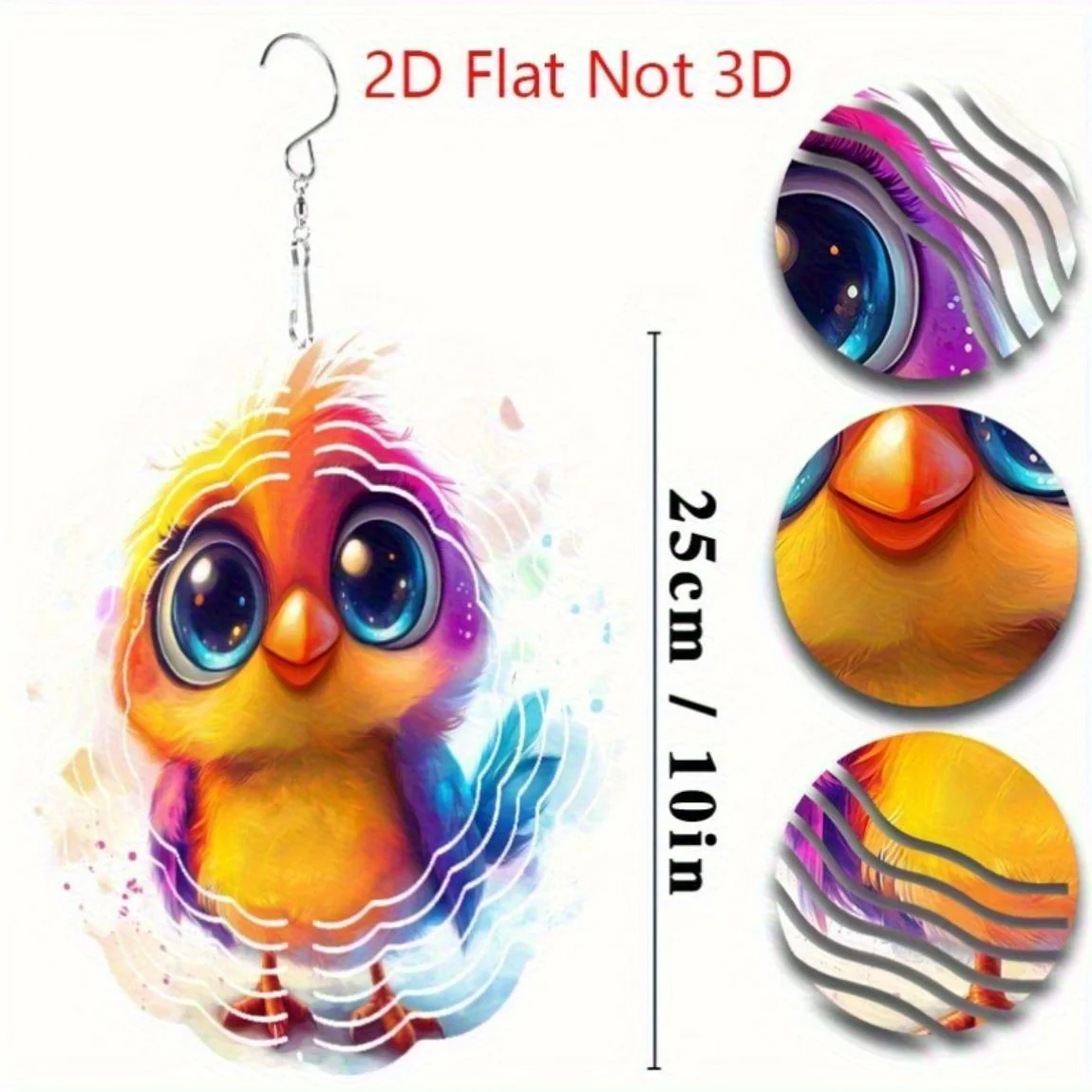 CIFBUY Colorful Owl Wind Chime Rustproof Metal Garden Yard Decor Outdoor Indoor Hanging Art Ornament All Weather Home