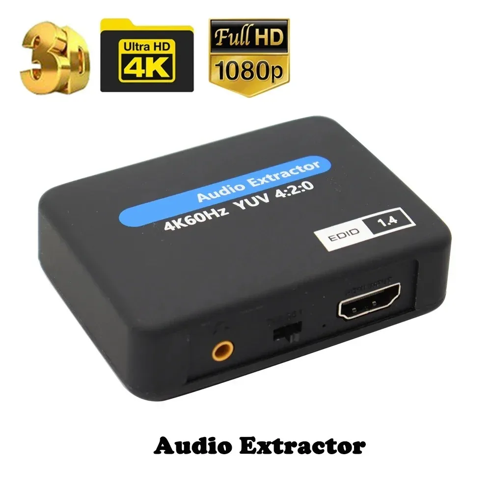 4K HDMI-Compatible Audio Extractor Optical Toslink SPDIF + 3.5mm Audio Embedder 1080P 3D 60Hz for Fire Stick Xbox Laptop