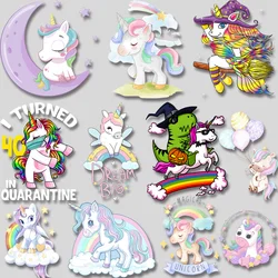 Cute Colorful Unicorn Image Heating Patches Thermal Transfer Stickers Printed Textile Vinyl DIY Clothes Garment Accessory