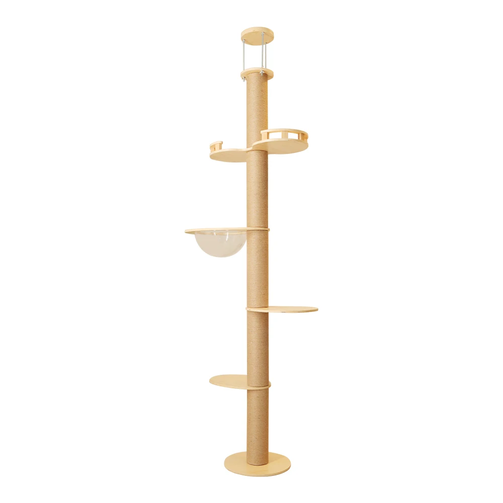 

Hot-selling in Stock Ready to Ship Floor-to-Ceiling Cat Tree Cat Climbing Tower with Natural Sisal Rope Scratching Post