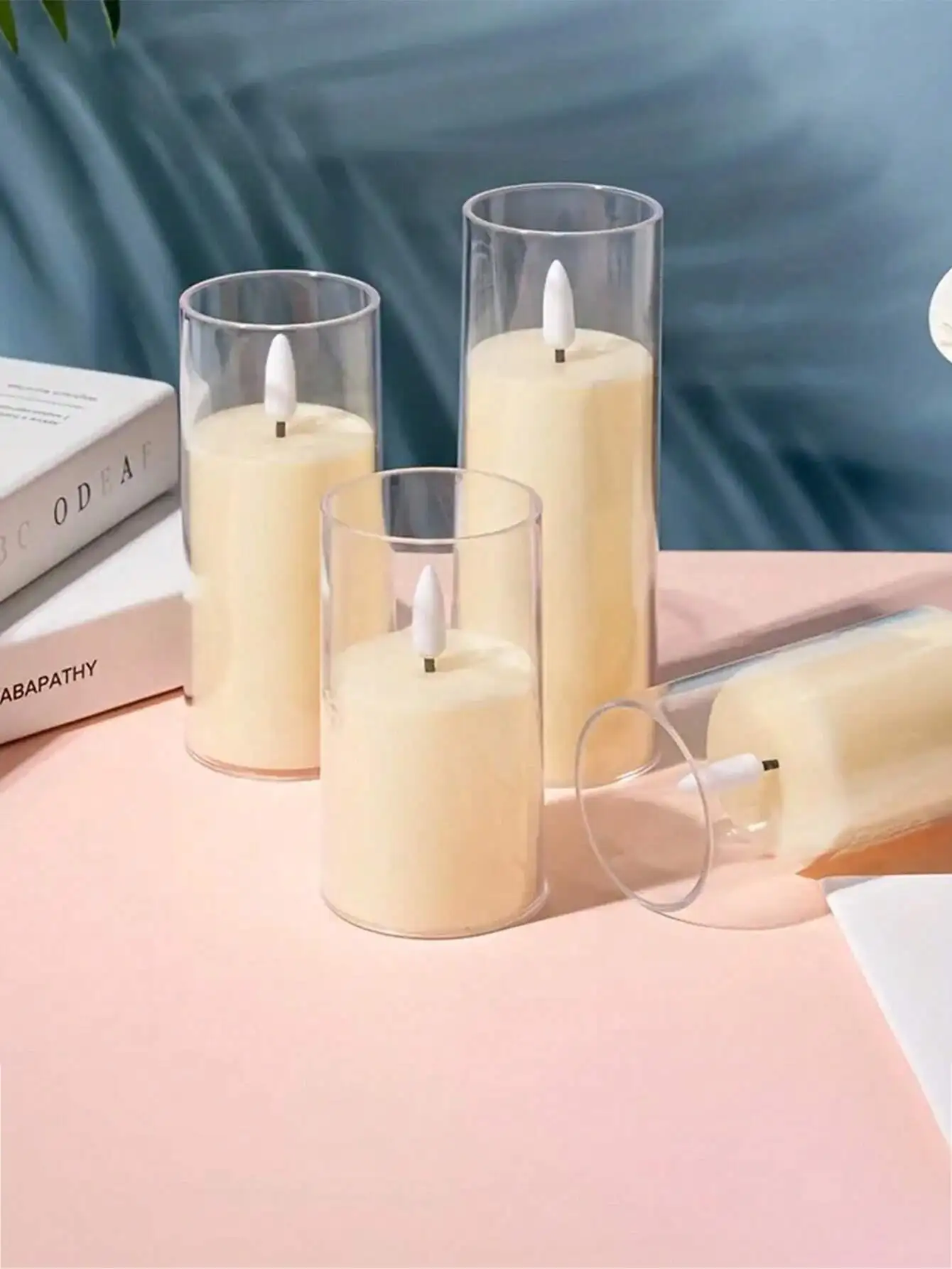 1 قطعة/3 قطعة شموع قطرة الماء LED عديمة اللهب وامضة: كريم أبيض يعمل بالبطارية، لقضاء العطلات/الزفاف/الحفلة