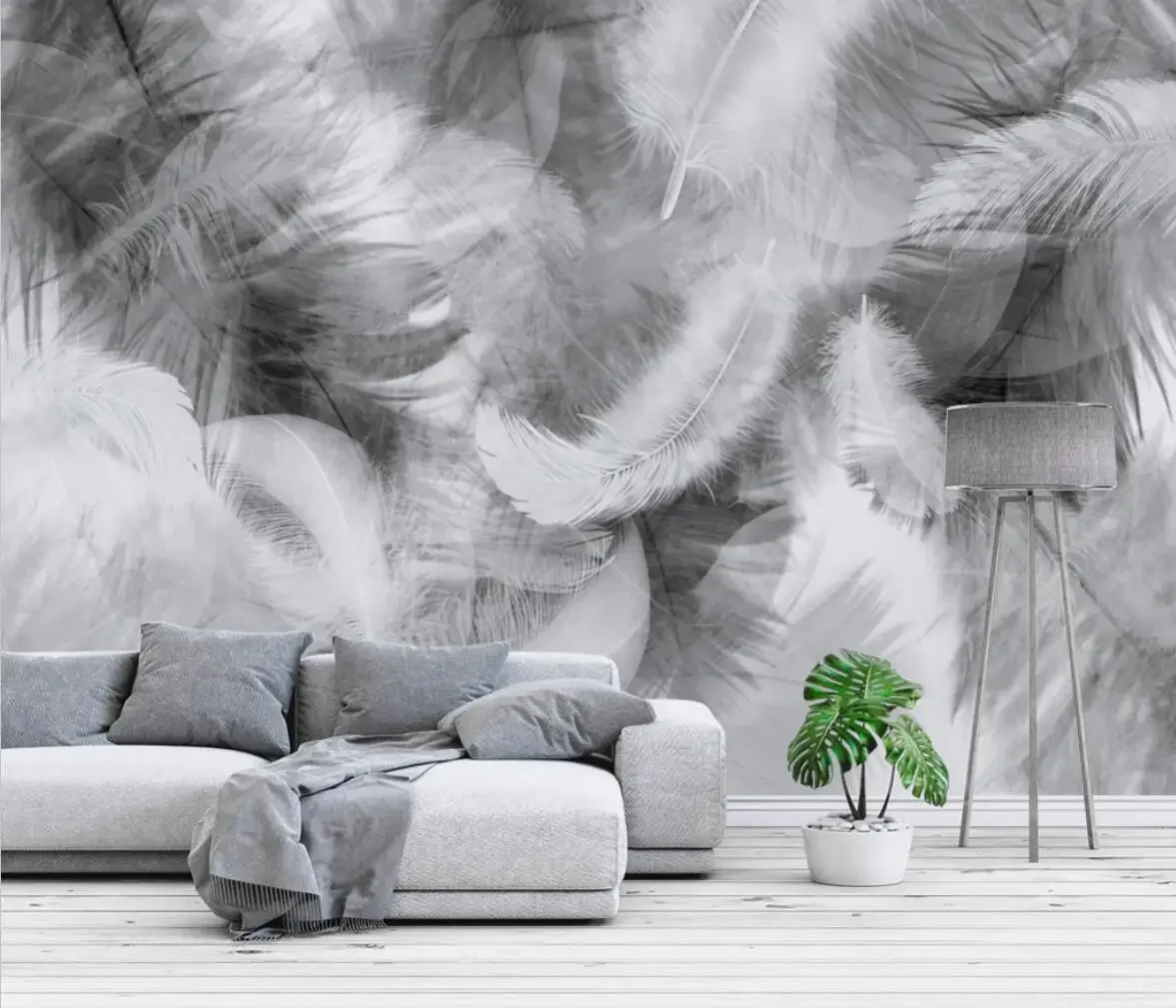 

Обои beibehang с серыми перьями на заказ для гостиной, ресторана, кафе, фоновые обои, настенные панно, декор для дома