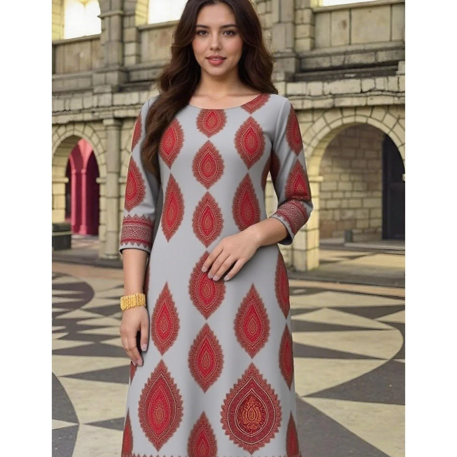 فستان مسلم كورت نسائي عصري بحاشية مستقيمة فستان نسائي على شكل فيل غير رسمي عباية تركية Abito Donna Musulmana #6