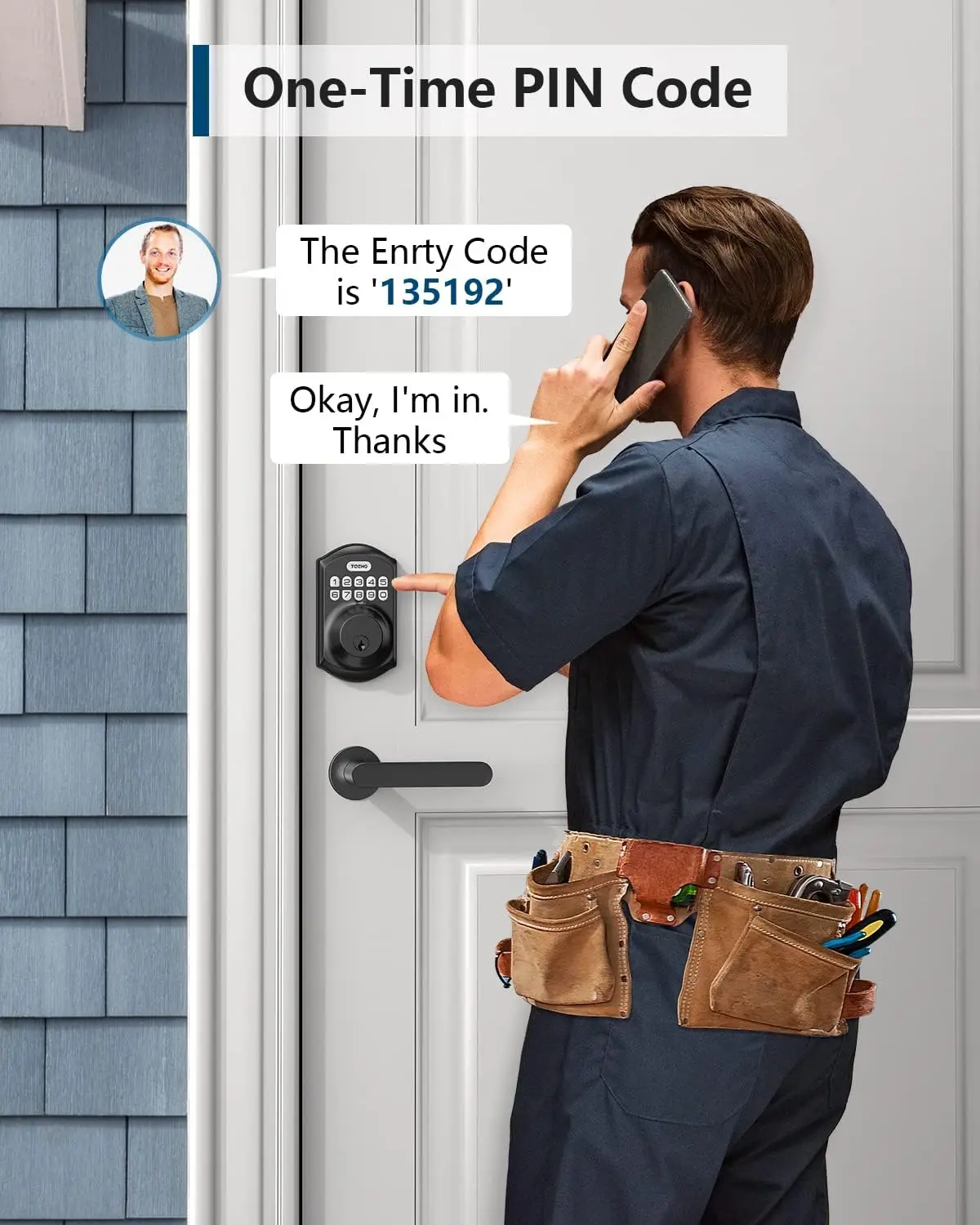 Keyless Entry Smart Deadbolt Lock with Keypad - Auto Lock, Easy Installation, Matte Black