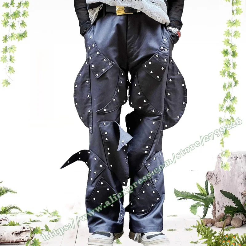Men's 2024 Y2K Rock Punk Style Rivet Cargo Pants Streetwear Trousers - Fashionable Men's Clothing