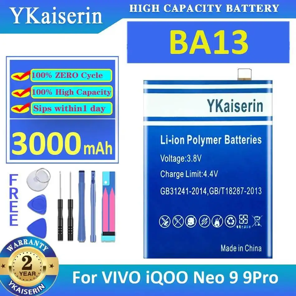 

3000Mah BA13 Mobile Phone Battery For Vivo Iqoo Neo 9 9Pro High Compatibility