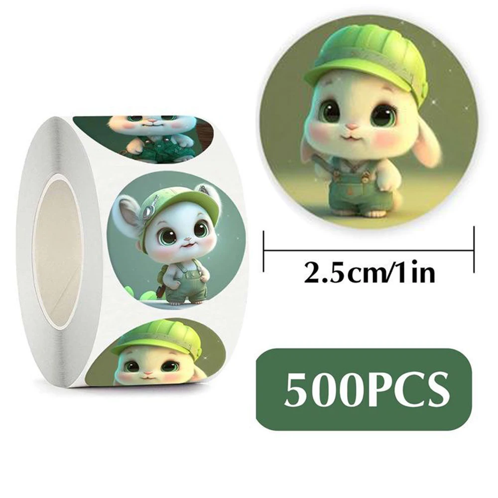 100-500pcs Cartoon Cute Sticker, Reward Praise Roll Sticker Learning Label, Envelope Seal Handmade Notebook Phone Sticker