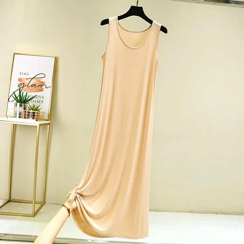 Sexy Nachtkleding Dames Nachthemd Met Ronde Hals, Zomernachthemd, Zachte Nachtjapon, Mouwloos Slapende Vrouwelijke Huiskleding