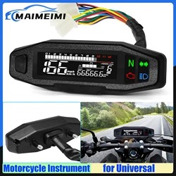 Universal Digital Motorcycle Tachometer RPM 0~12X1000 R/min Speedometer Odometer LCD Motorcros Instrument with Turn Signal Light