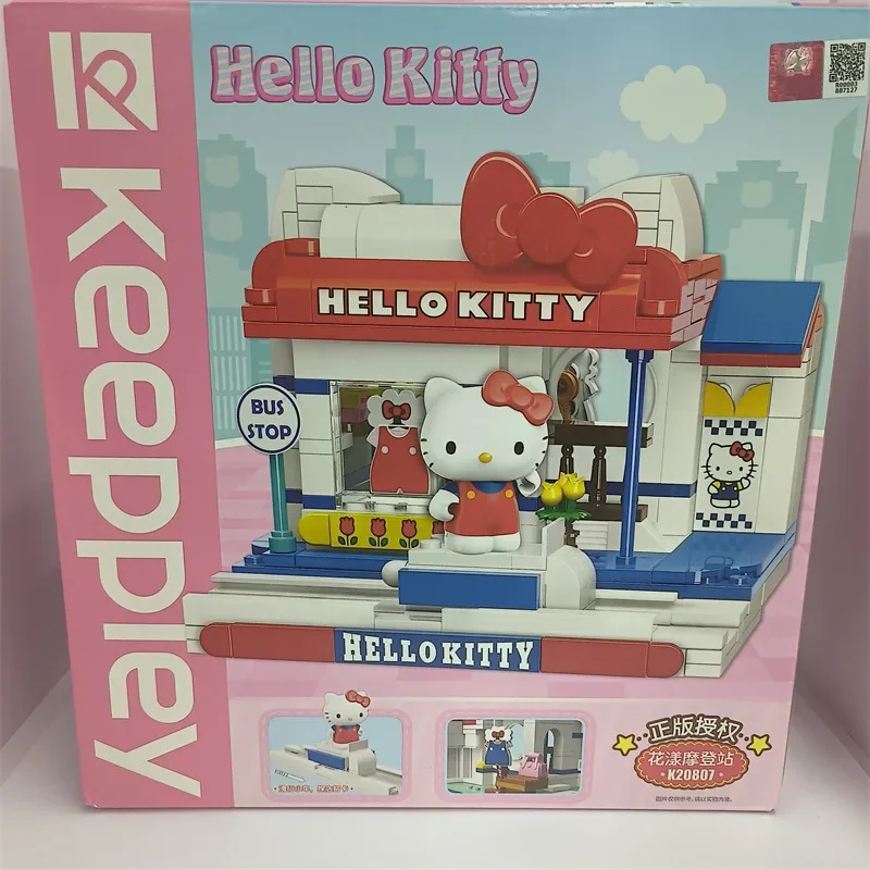 Sanrio Anime Enlightenment Building Blocks Hello Kitty Kuromi Cinnamoroll Ice Cream House Night Fire Star Language House Girls