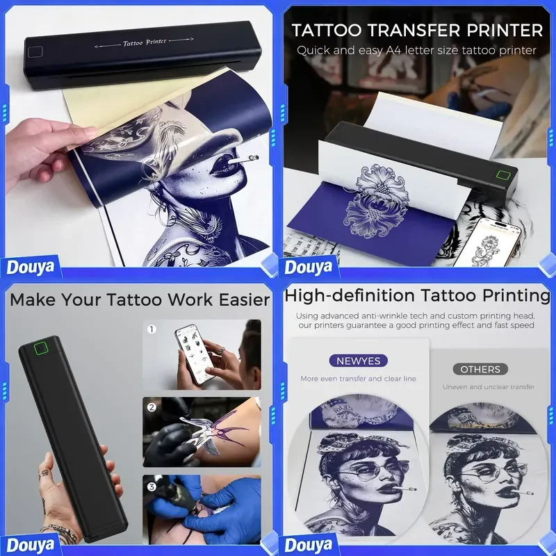 Newyes 1pcs LD0803 Portable Mini A4 Wireless Thermal Stencil Printer Temporary Tattoo Transfer Machine