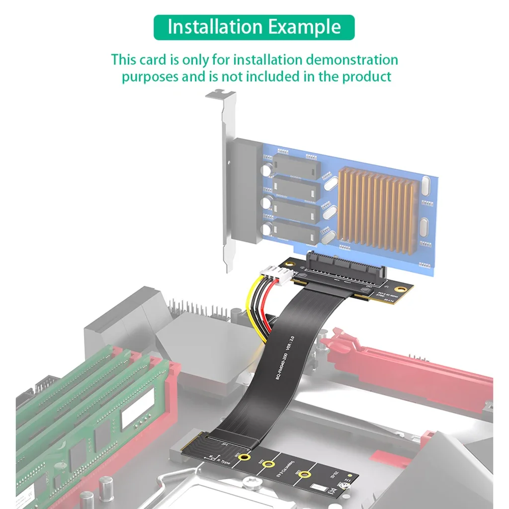 180° M.2 Key M 4.0 to PCI-e 4.0 4X Adapter Card Riser Extension Cable For NVME 4.0 to PCIE PCI Express 4X Extender