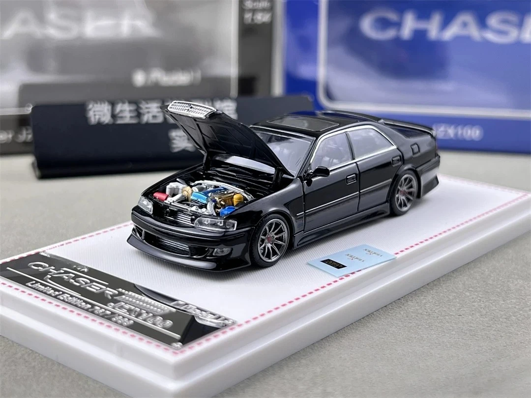 フォーカルホライズン-fh-xone-モデル-1-64-チェイサー-mk6-jzx100-ブラック-ブルー-ダイキャストモデルカー