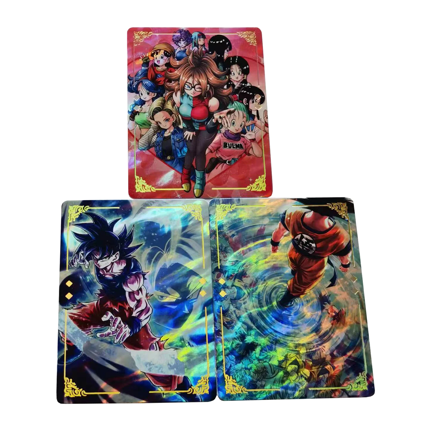 

3Pcs/set Dragon Ball Flash Card Super Saiyan Goku Bulma Android 18 Classic Anime Game Collection Cards Diy Gift Toys