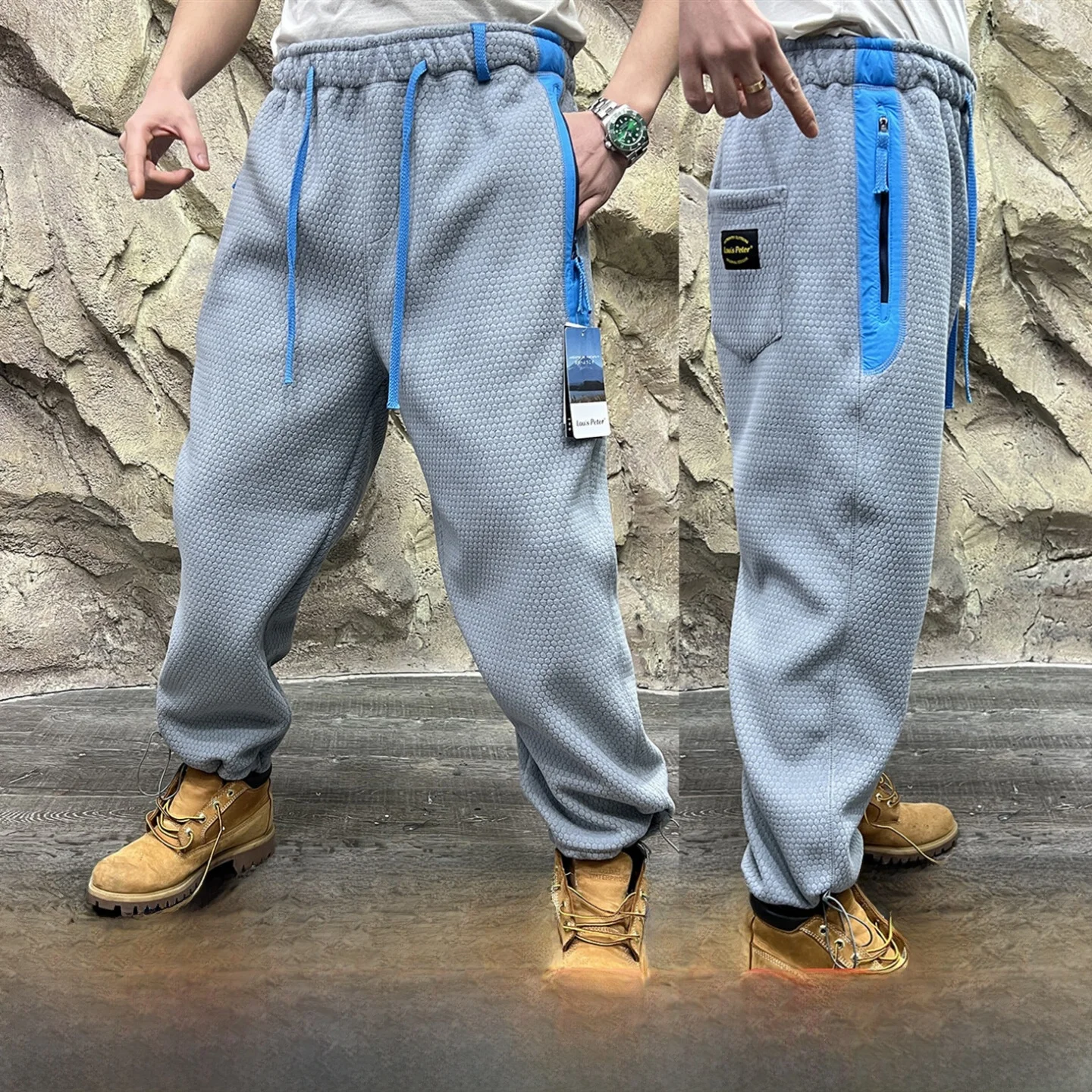 

Thiened Straight Leg Casual Pants Men's Winter New Arrival Honeycomb Technology Fce Warm Comfortable Long Leisure Trousers
