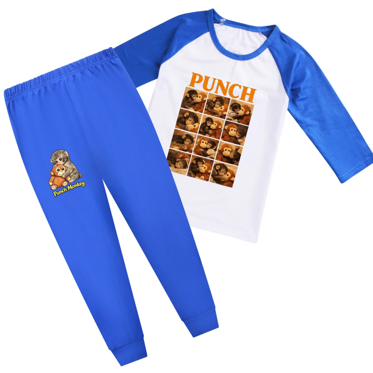 Monkey Punch Children's Cotton Pajamas Set Funny Print Sleepwear Nightwear for Boys And Girls Toddler Outfit Clothes