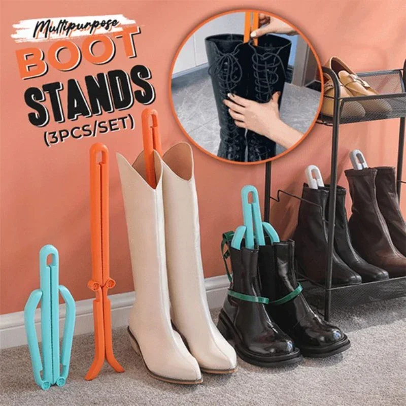 3 pcs Multipurpose Boot Stands Prevent Creasing Boots Knee High Shoes Clip Shoes Support Stand Rack Foldable Organizer for Home