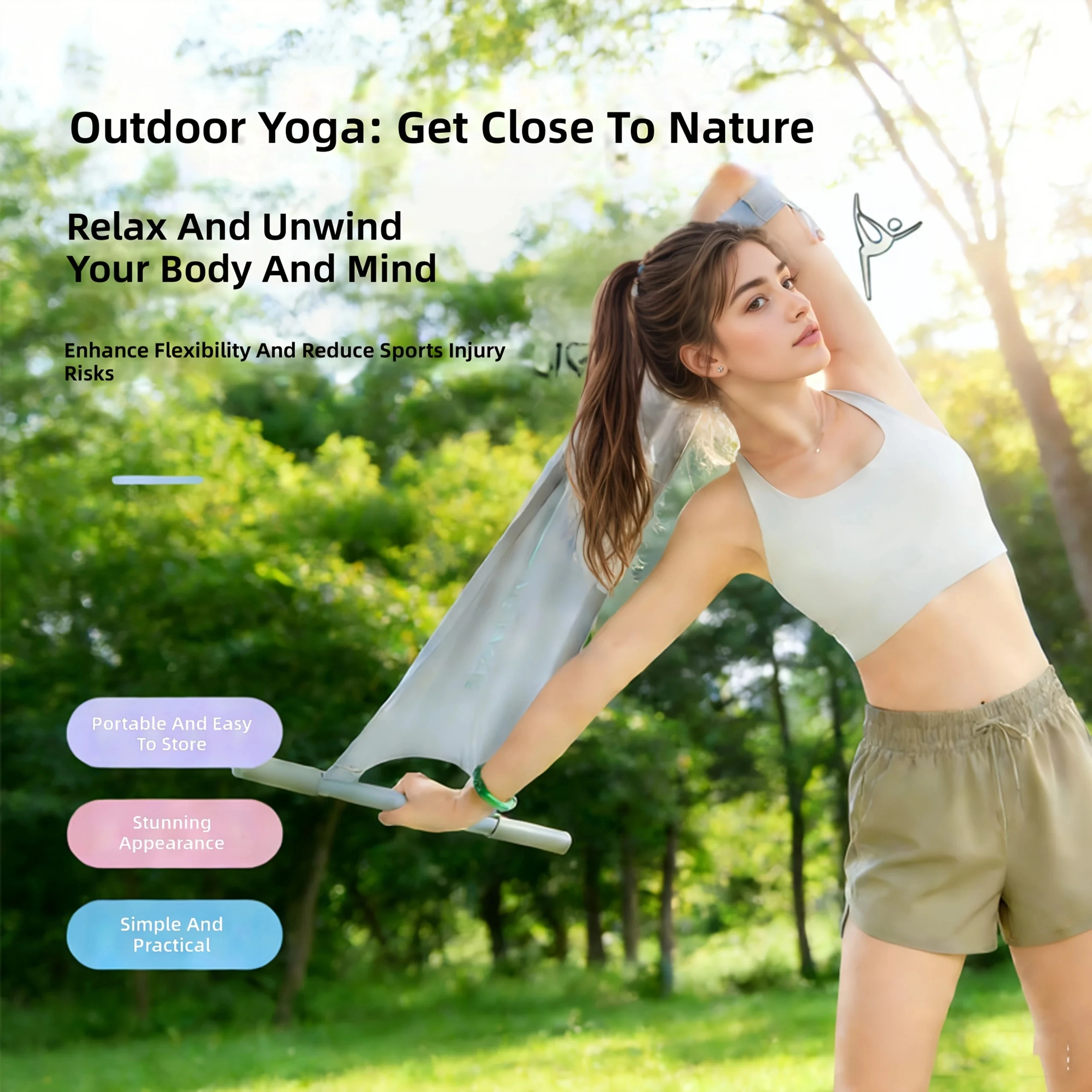 Yoga Stretch Strap with Handle Multi-Purpose Flexibility Trainer Portable Pilates Stretch Band for Shoulder Leg Home Outdoor Wor